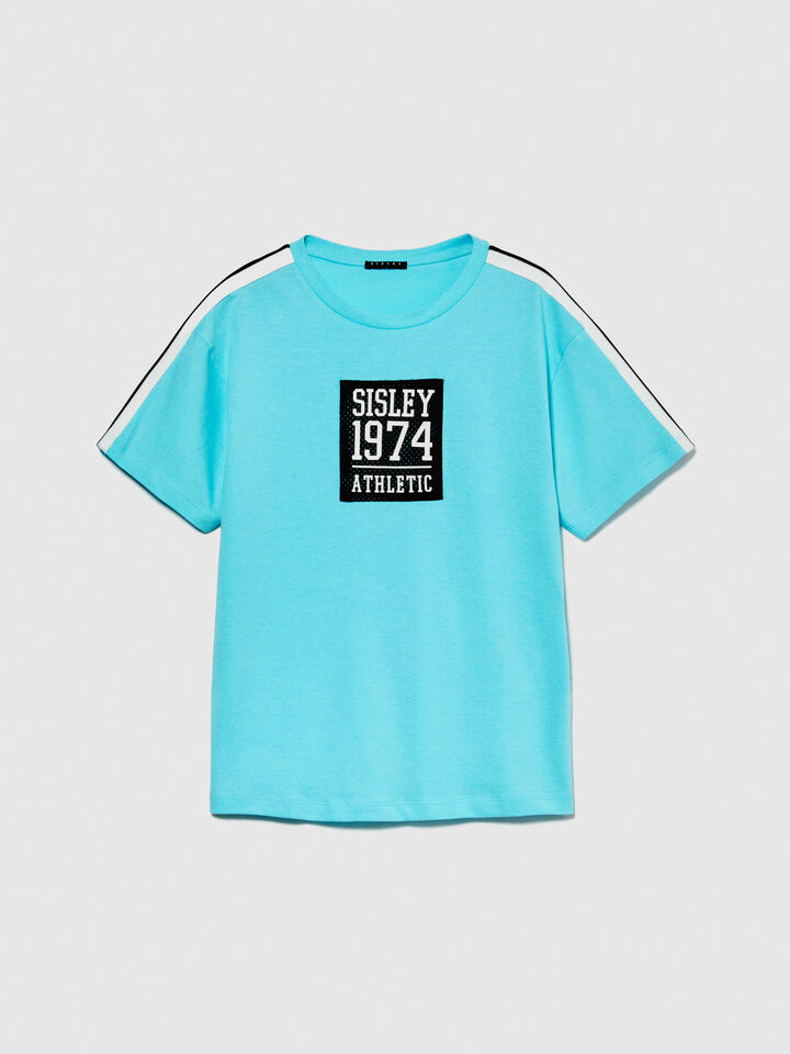 T-shirt with clashing insert - boys' short sleeve t-shirts - Bright Blue | Sisley Young image number 1